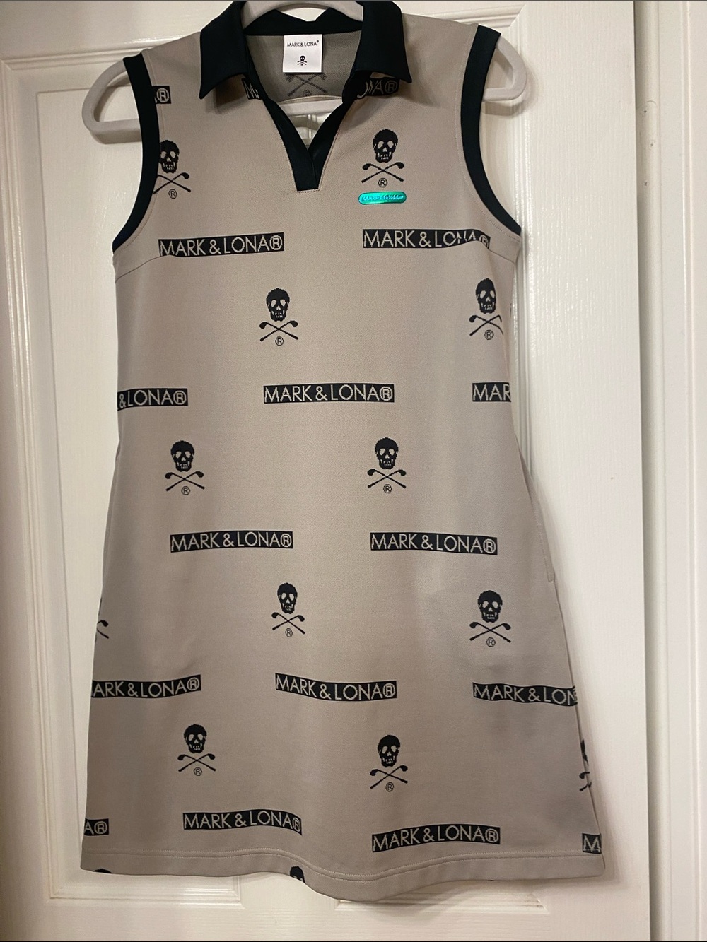 Sleeveless Polo Dress in Taupe with Black Accents